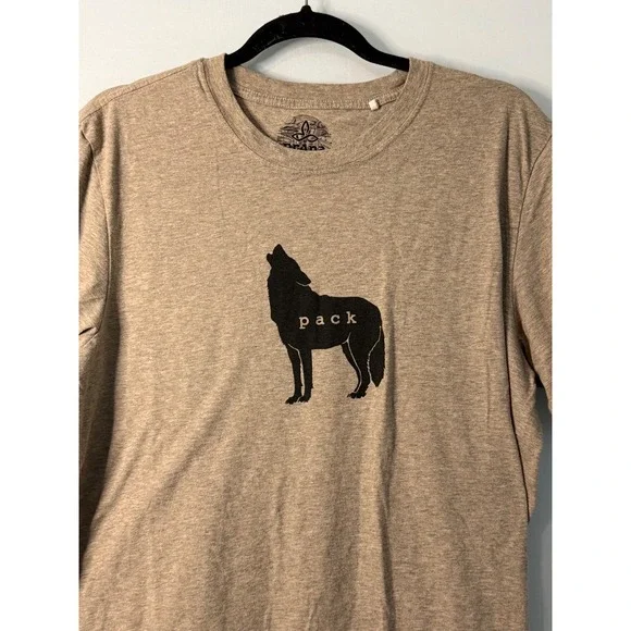 PrAna Men's Graphic T-Shirt Wolf Howling Pack Logo Size L - Picture 2 of 6
